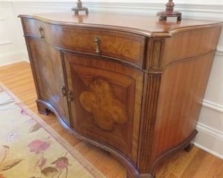 Dining Buffet with Burl Wood and Inlay Cross Grain Design