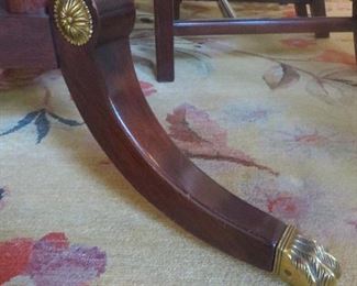 Banded Top with Double-Pedestal supported by three fluted columns with Brass Paw Feet