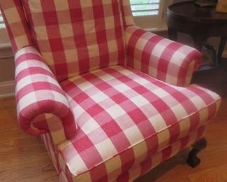 Chippendale Wing Back Chair
Large Red Check Custom Upholstery