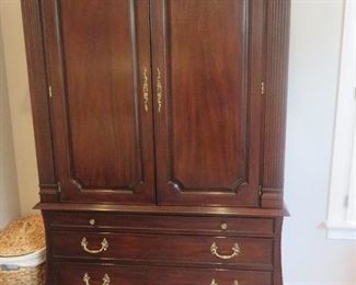 Mahogany Bombe Base Armoire
Henkel Harris Furniture
47" W x 23.5" D" 70" H