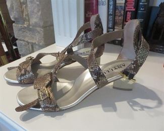 Silver Anyi Lu Italy Silver Peep Toe Strap Sandles