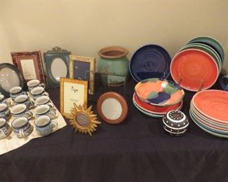 Collection of Polish Bubble Mugs form Artist A. Pasierbiewicz Scott Carlson Pottery Pottery Gallery, Arroyo Seco, New Mexico