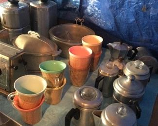 Aluminum coffee pots and misc. kitchen items