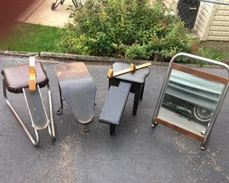 Shoe store stools and mirror