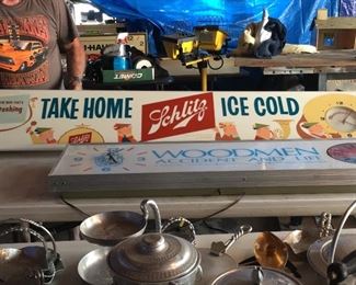 Very large Schlitz beer sign with clock