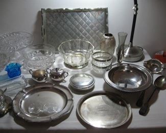 silver plate, pewter and glassware