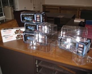 Display cases for cars, fire engines...