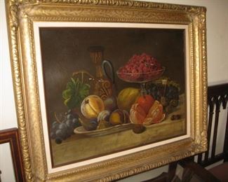 Original oil painting c. 1840 fruit still life