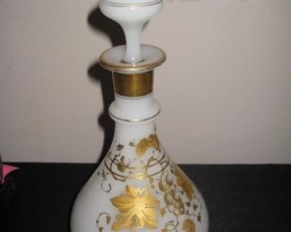 Victorian white opaline decanter