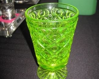 Vaseline glass early American celery glass