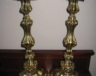 Pair of antique gold plated candlesticks