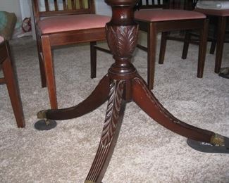 pedestal base of dining table