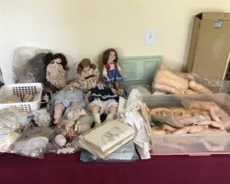 Misc dolls, clothes, wigs, patterns etc