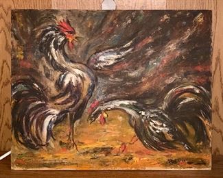 Cool Rooster Oil Painting