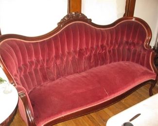 One of 2 Victorian sofas