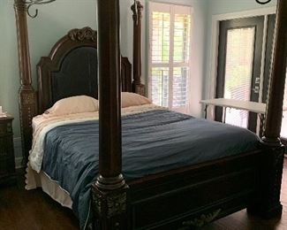 Beautiful Bedroom Suite includes Leather Bed, Side Table, Dressers and Chest