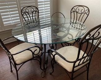 Very Nice Iron and Glass Table Set