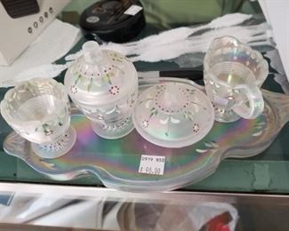 Fenton hand-painted dresser set