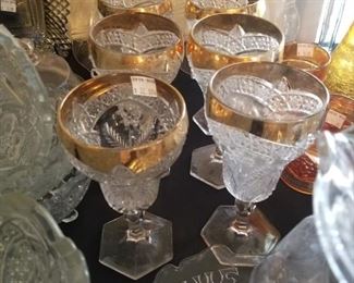 Early American pattern glass goblets