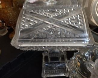 Early American pattern glass Ashman covered compote