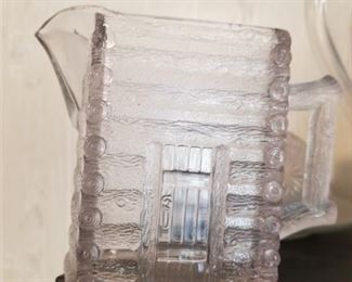 Early American pattern glass log cabin cream pitcher