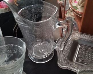 Japonesque early American pattern glass table set