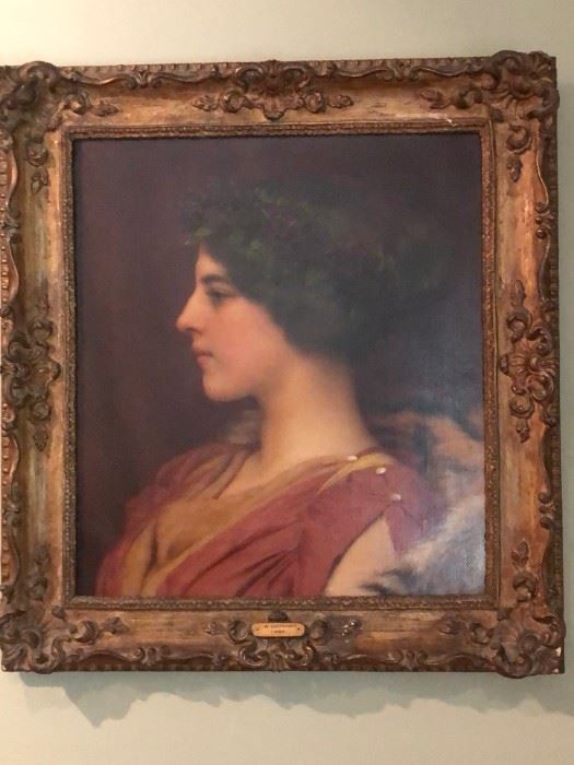 John William Godward (England, 1861-1922) oil on canvas portrait of Ethel Warwick, late 19th century.