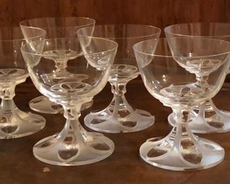 Set of 6 Lalique Valencay crystal champagne/sherbet glasses