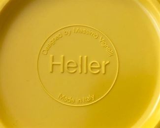 Set of 1960s Heller Massimo Vignelli yellow melamine tableware