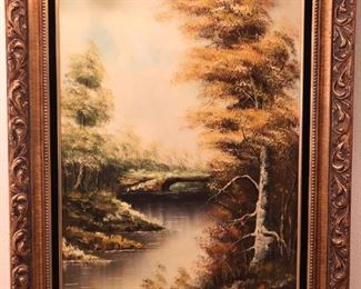 Regional artist signed oil on canvas autumn landscape painting, late 20th century