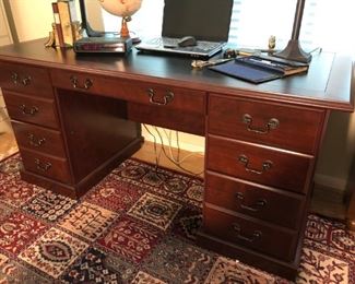 Mahogany finish pedestal office desk