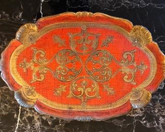 Vintage Italian Florentine painted tray