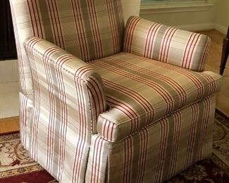 Pair of like-new plaid upholstered easy chairs