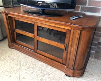 Media cabinet/credenza with sliding glass doors