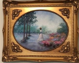 Oil on canvas painting of a garden scene by Houston artist Lee Wilson