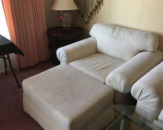 Beige Arm Chair & Ottoman