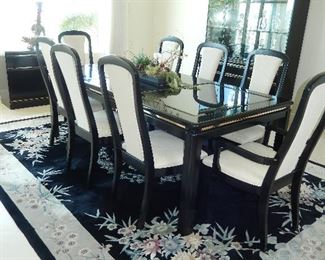 Black flowered wool carpet MER Corporation