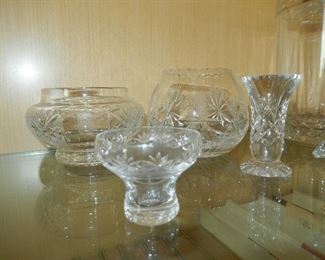 Roll Royce crystal bowls and vases