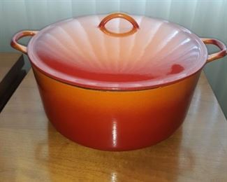 Enamel Casserole Dish, Red with Orange