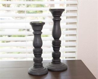 Grey Rustic Wooden Candle Holders