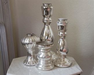 Assorted Silver Candlestick Holders