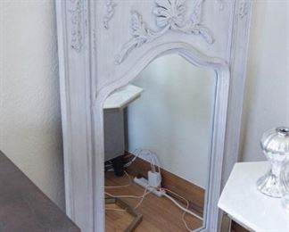 Rustic White Framed Mantle Mirror