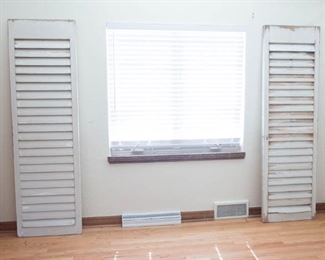 Antique Rustic White Wooden Window Shutters