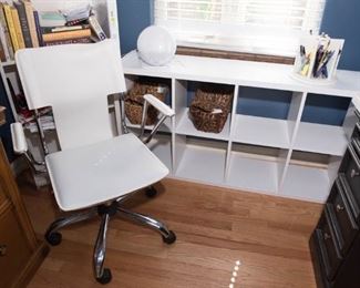 White Rolling Office Chair and Cubby