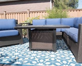 Greathouse Valencia Collection Outdoor Patio Set, Santorini Square Fire Table Antique Bronze