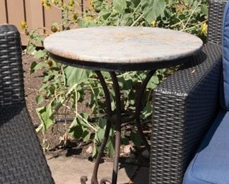 Marble and Iron Round Outdoor Patio Table