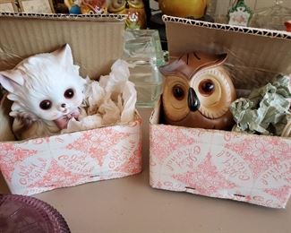 New in box Josef Originals Kitty and Owl night lights