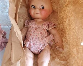1930s Kewpie Composition Doll with hang tag and original clothing.