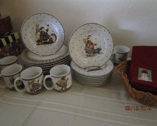 Sakura Sledding Christmas Dishes - 22 pieces