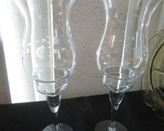 Princess House Crystal Candle holders with globes.